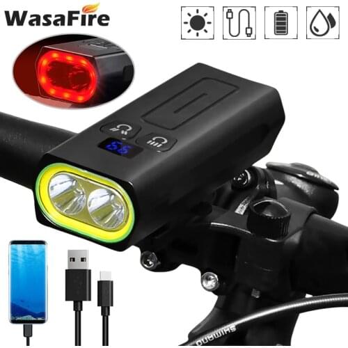1200LM Bicycle Light USB High/Low Beam 2*T6+1*COB LED Bike Front Light 5200mAh Power Bank MTB Flashlight with Power Display