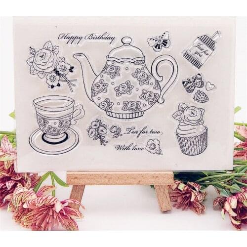 14.5x10cm Hot teapot cafe Transparent Clear Stamps / Silicone Seals Roller Stamp DIY scrapbooking photo album/Card Making