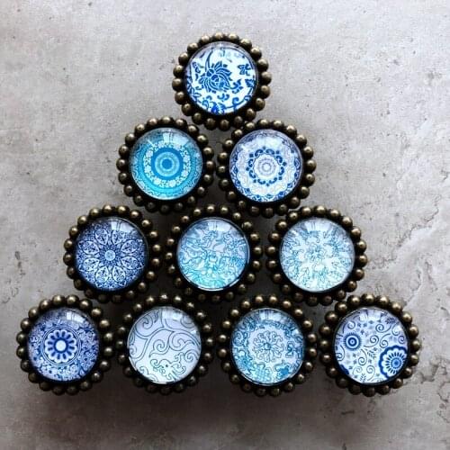 1x China White Blue Antique Knobs Drawer Dresser Knobs / Kitchen Cabinet Pull Handle Decorative Furniture Hardware