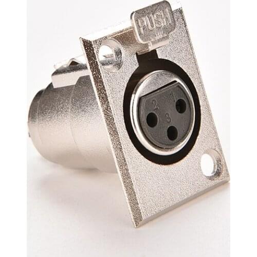 3Pins XLR Connector Female Jack Socket Panel Mounted Type Chassis Square Shape Metal Housing
