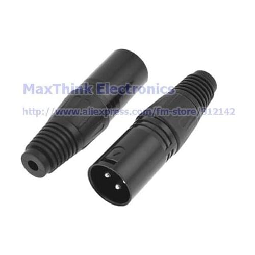 XLR 3 Pins Male Plug Audio Adapter For Microphone MIC, XLR Plug 3P Mic Microphone Black Connector ,3pcs , Free shipping