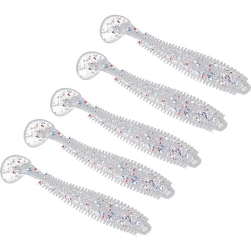 5 Pieces PVC Soft Fishing Lures Swimbaits 3D Lifelike Fishing Baits for Fisherman Saltwater Freshwater Fishing