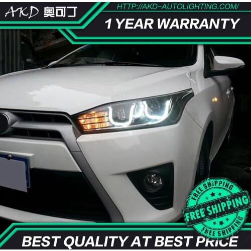 AKD tuning cars Headlight For Toyota Yaris Headlights LED DRL Running lights Bi-Xenon Beam Fog lights angel eyes Auto levels