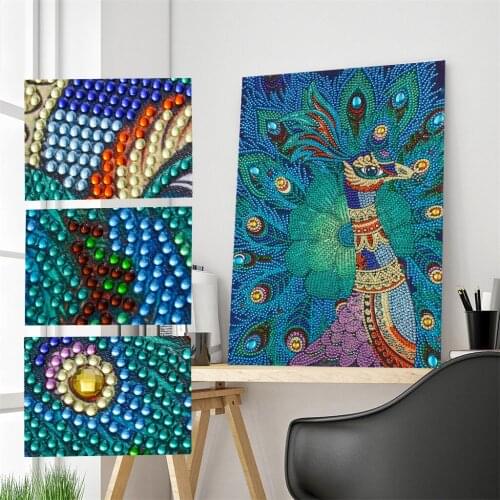 Special Shaped DIY Diamond Painting Embroidery Animal Peacock Partial Rhinestone 5D Cross Stitch Diamond Mosaic Picture Decor