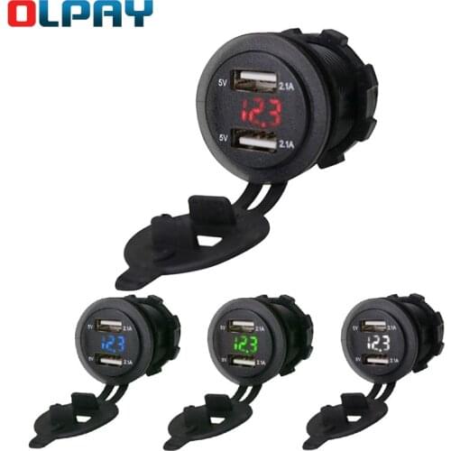 Car Dual USB Charger Socket Waterproof Power Outlet 4.2A LED Digital Display for Car Boat Marine Motorcycle RV Campers