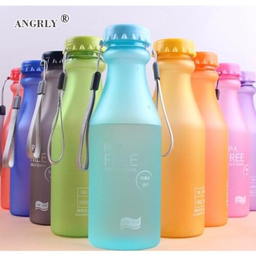 Candy Colors Unbreakable Frosted Leak-proof Plastic kettle 550mL BPA Free Portable Water Bottle for Travel Yoga Running Camping
