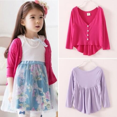 2020 Spring Autumn Summer 3-10 Years Children Long Sleeve V Neck Solid Color Sun-Protection Thin Cardigan Baby Kids For Girls