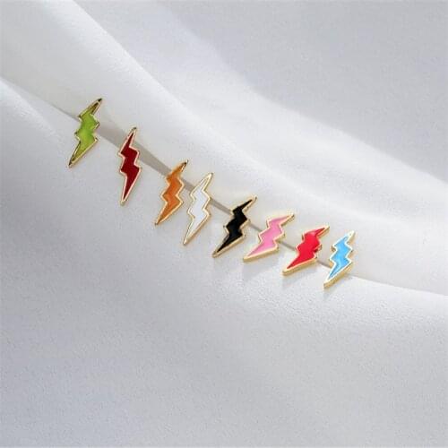 HECHENG ,1Pair,Lightning Stud Earrings For Women,Colorful Jewelry,Personality Teen Gift,Wholesale