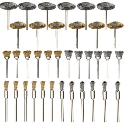 Jewelry tools 36pcs Steel brass Wire Wheel Brushes Buffing Drill bit Tools Grinder Welding Polishing Cups Dremel Rotary