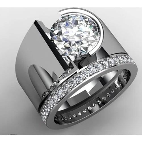 2020 Hot Stainless Steel Double Ring Set For Women Men Trendy Wedding Engagement Jewelry White Zircon Female Male Party Gifts