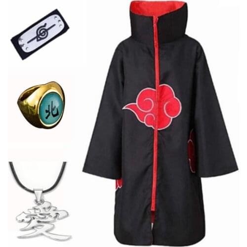 Akatsuki cloak costume kids adult suit cosplay anime bluey fantasia rings necklace manto akatsuki