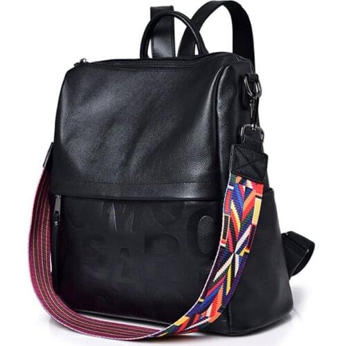 Fashion Womens Genuine Leather Backpack Large Capacity School Bags for Teenage Girls Bagpack Female Backpack Lady