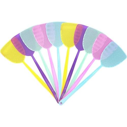 Fly Swatter 10 Pack Plastic Long Handle Fly Swat Manual Swat Pest Control for Flies and Mosquito Multi-Color Random