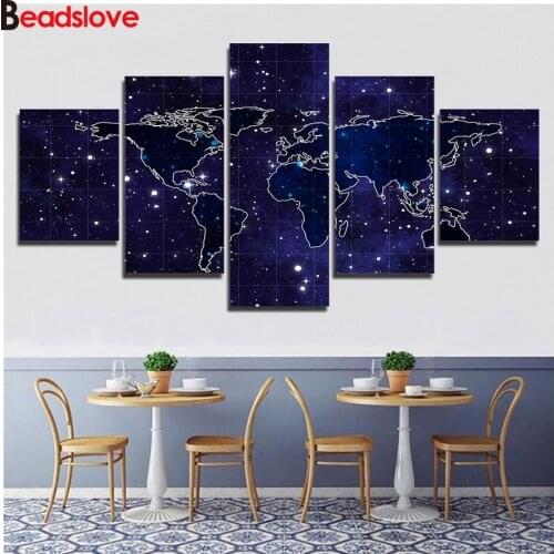 5 Pieces Gift abstract Map diamond embroidery 3d picture diamond painting cross stitch full squar/round for wall decor