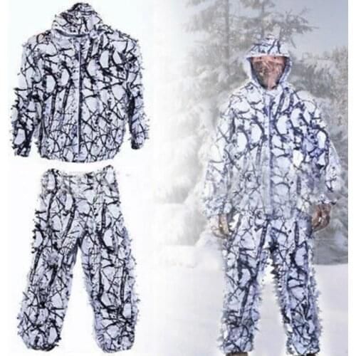 Ghillie Suit Set 3D Lifelike Leafy Cloth Snow Wild Woodland Camouflage Clothing