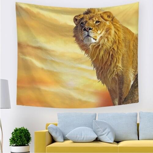 2021 Hawkalice gold Lion Wall Tapestry Hanging Wall Art African Wild Animal Tapestry Wall Hanging Hippie For Bedroom Living Room