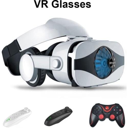 3D VR Glasses Helmet VR Glasses Virtual Reality Headset For IOS Android Smartphone Goggle 3D Lenses Wite Control handle