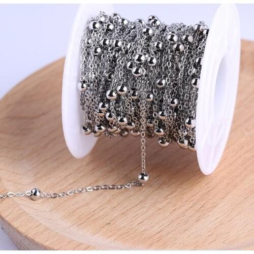 Onwear 10meters/roll stainless steel ball beaded necklace rosary chain for jewelry making diy accessories