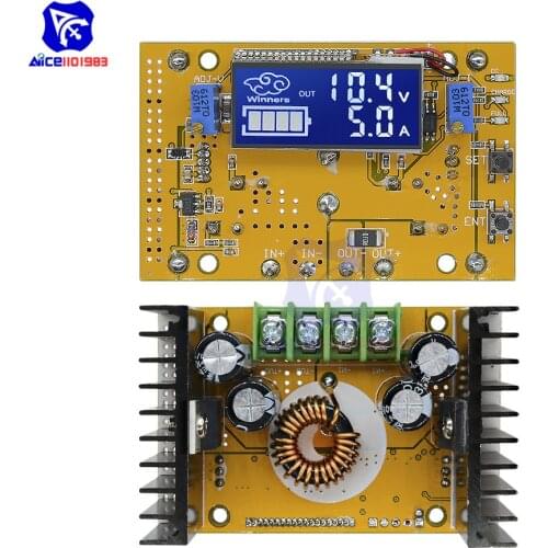 10A DC-DC Adjustable LCD Dual Display CC CV Step-Down Boost Converter Power Supply Module Short Circuit Protection with Case