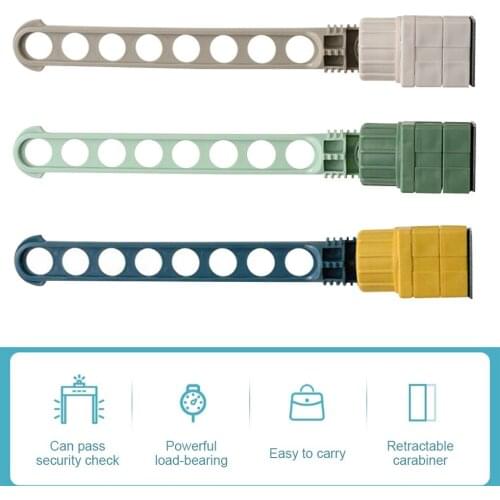 Portable Clothes Drying Rack 8 Holes RodWindow Balcony Hanging Stand Stainless Steel Hooks for Outdoor Travel