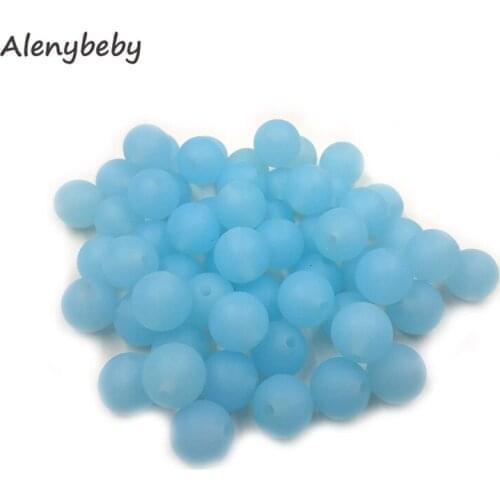 Transparent Blue Food Grade Silicone Round Beads 12/15mm Baby Teething Necklace DIY Pacifier Chain Care Infan Teether Product