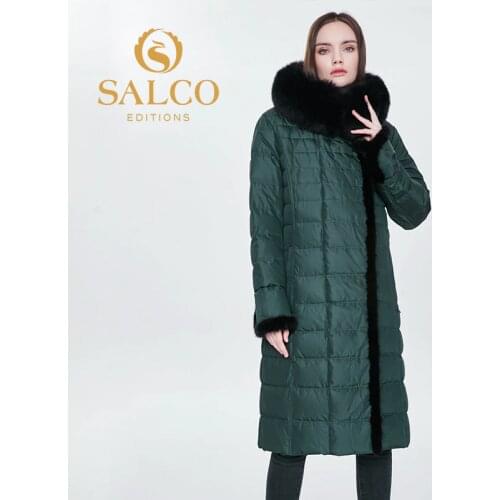 SALCO 2020s latest best-selling natural animal fox fur pearl cotton long jacket, thermal jacket