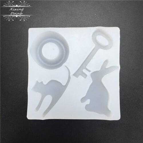 DIY Kitten / key / rabbit shape jewelry necklace pendant epoxy silicone mold mobile phone decoration tool