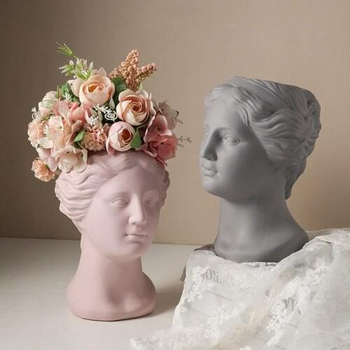 Nordic Head Sculpture Ceramic Vase Living Room Decor Flower Pots Decorative Flower Arrangement Container Flower Vase Home Decor