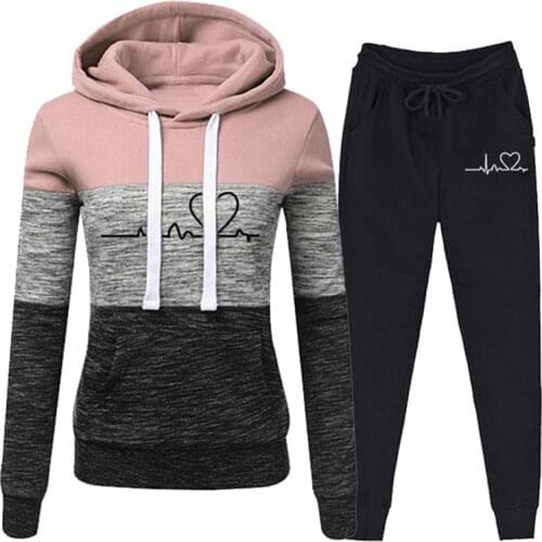 Casual Tracksuit Women Two Pieces Set Sweatshirts Pullover Hoodies Suit Female Jogger Pants Outfits Chandals Mujer Size S-4XL