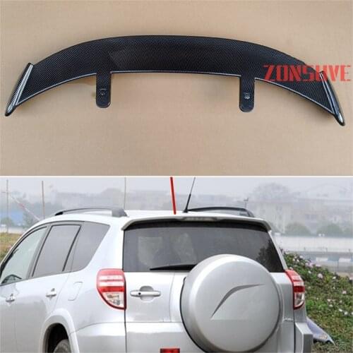 Use For 2009-2013 Toyota RAV4 Spoiler ABS Plastic Carbon Fiber Look Hatchback SUV Roof Rear Wing Body Kit Accessories