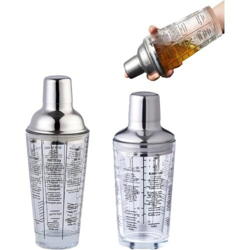 350/400ml Glass Bar Cocktail Shakers Formula Dull Polish Cocktail Shaker Scale Drinkware Boston Mixing Glasses Set Bar Tool 1pcs