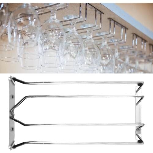 Wine Glass Hanger Rack Glasses Home Bar Pub Holder Stainless Steel Hanging Goblet Holder Home Storage Supplies