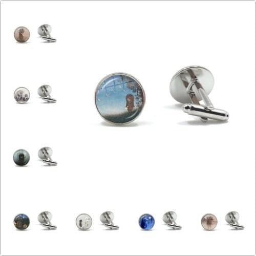 Hedgehog In The Fog Cufflinks Men Women Glass Cabochon Exquisite Cartoon Anima Photo Handmade Cuff Links Accessories