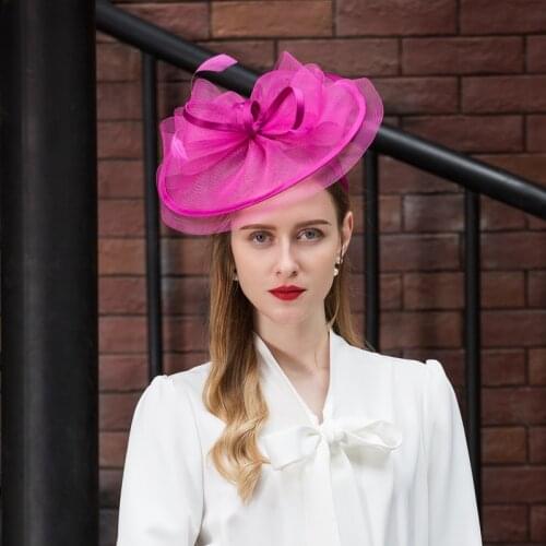 Lady Fedoras Hat British Style Rose Formal Ca[ Womens Summer Flower Fascinators Cap Sinamay Church Hats Linen Pillbox Hat B-8224