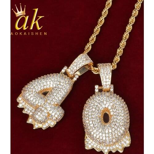 Initials Letter Necklace Pendant for Women AAAAA Cubic Zirconia Hip Hop Rock Street Jewelry