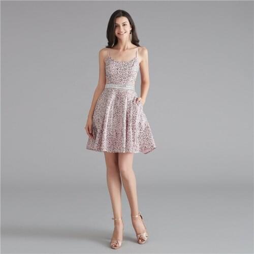 2021 New Arrival Sparkly Sequin Homecoming Dresses Short Plus Spaghetti Strap Sleeveless Pockets Lace Up Back Robes De Cocktail