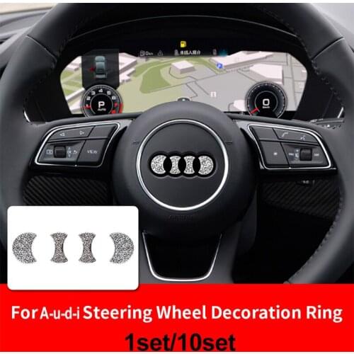 1set 10set Car Steering Wheel Emblem Logo Interior 3D Rhinestone Diamond Decoration Stickers for A4L A6L A3 A5 Q3 Q5 Q7 A7 A8
