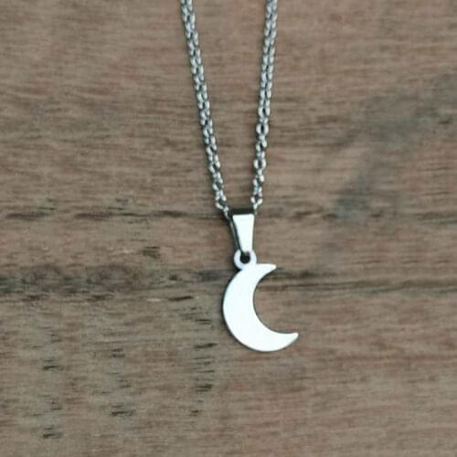 1pc Big And Small Crescent Stainless Steel Pendant Necklace Moon Charms Necklaces For Women Girls Daily Wear Jewelry