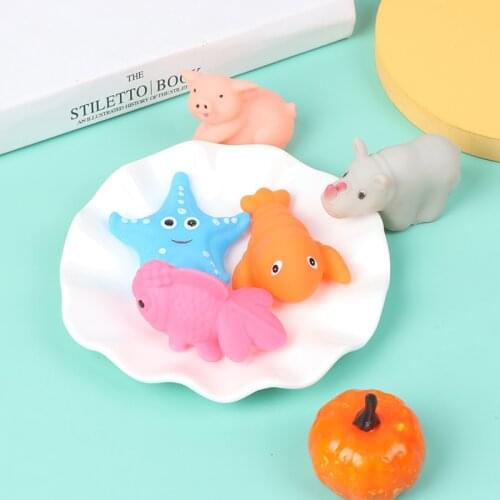 12pcs/bag Baby Bath Toys Rubber Animal Kids Bathroom Water Play Toys Floating Squeeze Sound Squeaky Bathing Toys