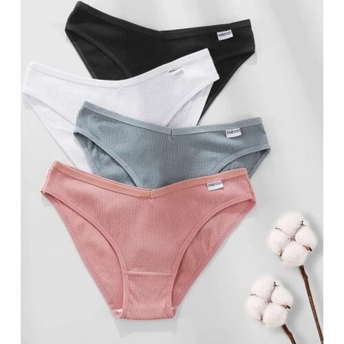 Womens underwear sexy underwear cotton material womens low waist high split womens underwear plus size lingerie 3 PZ / set