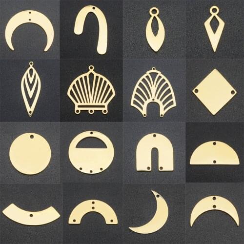 5pcs/lot 100% Stainless Steel Gold Geometric DIY Earring Connectors Findings Charm Pendant Wholesale OEM Order Accepted