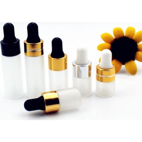 50pcs/lot 1ml 2ml 3ml 5ml Frosted Glass Dropper Bottle Essential Oil Bottle Display Vials Small Serum Perfume Sample Test Bottle