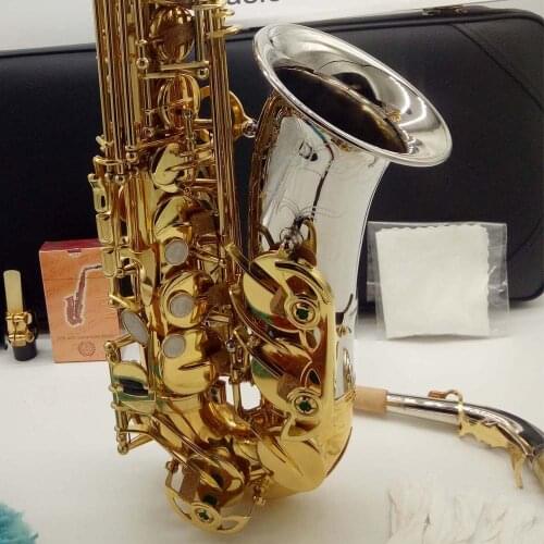Music Fancier Club Alto Saxophone MAS-9933 MAS-WO33 Nickel Plated Gold Keys Sax Alto Mouthpiece Ligature Reeds Neck With Case