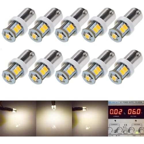 10PCS 6V dc 6 Volt 7SMD Auto Car Indicator LED Light LED Bulb for Pinball Machine BAX9S H6W Warm White 4300K