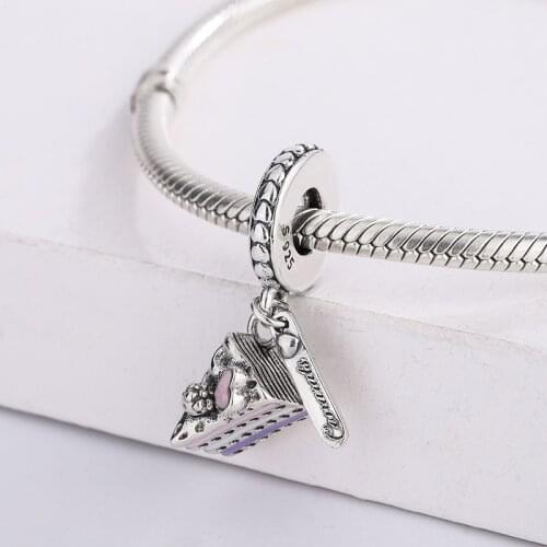 925 Sterling Silver Celebration Birthday Cake Dangle Charms Beads Charms Bracelet Women Jewelry DIY Making For Pandora