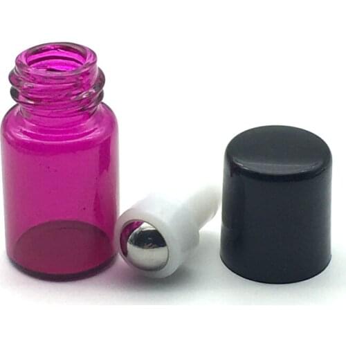 Fast Shipping 500pcs Empty 2ml Rose-red roll Refillable Bottles for Essential Oil Perfume Sample Small Roller Bottle