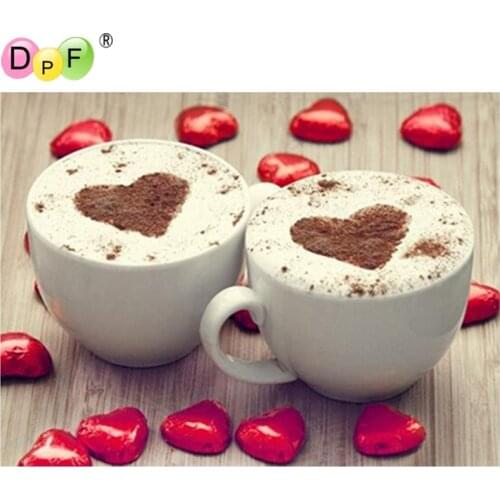 DPF 3d Diamond Embroidery Coffee Cup Needlework Diamond Mosaic pattern Pictures Rhinestones Hobbies & Craft Patchwork home decor