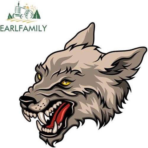 EARLFAMILY 13cm x 12.9cm For Wolf Head Funny Car Stickers Cartoon Vinyl Decal Sticker Car Truck Pinup Waterproof SUV Decoration