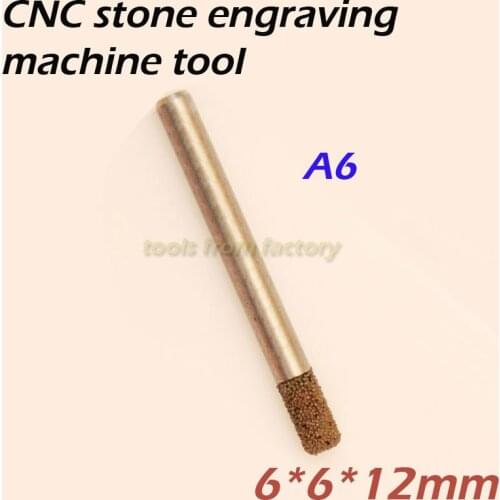 HUHAO 6*6*12mm cnc router diamond stone carving tool stone engraving machine cutter stone cutting bits