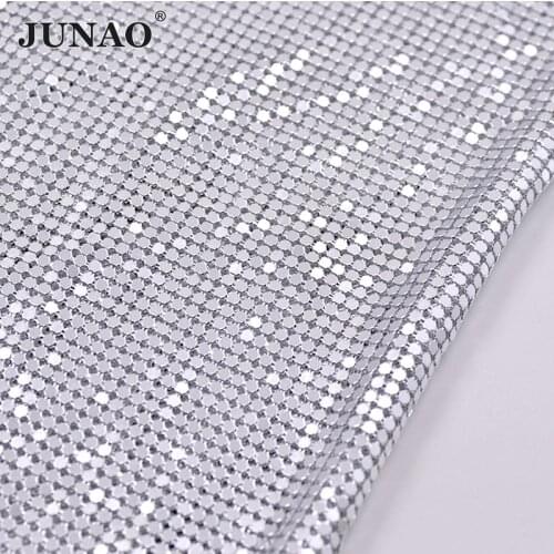 JUNAO 45*150cm Silver Rhinestone Mesh Trim Crystal Fabric Sewing Metal Trimming Strass Ribbon Banding for DIY Crafts